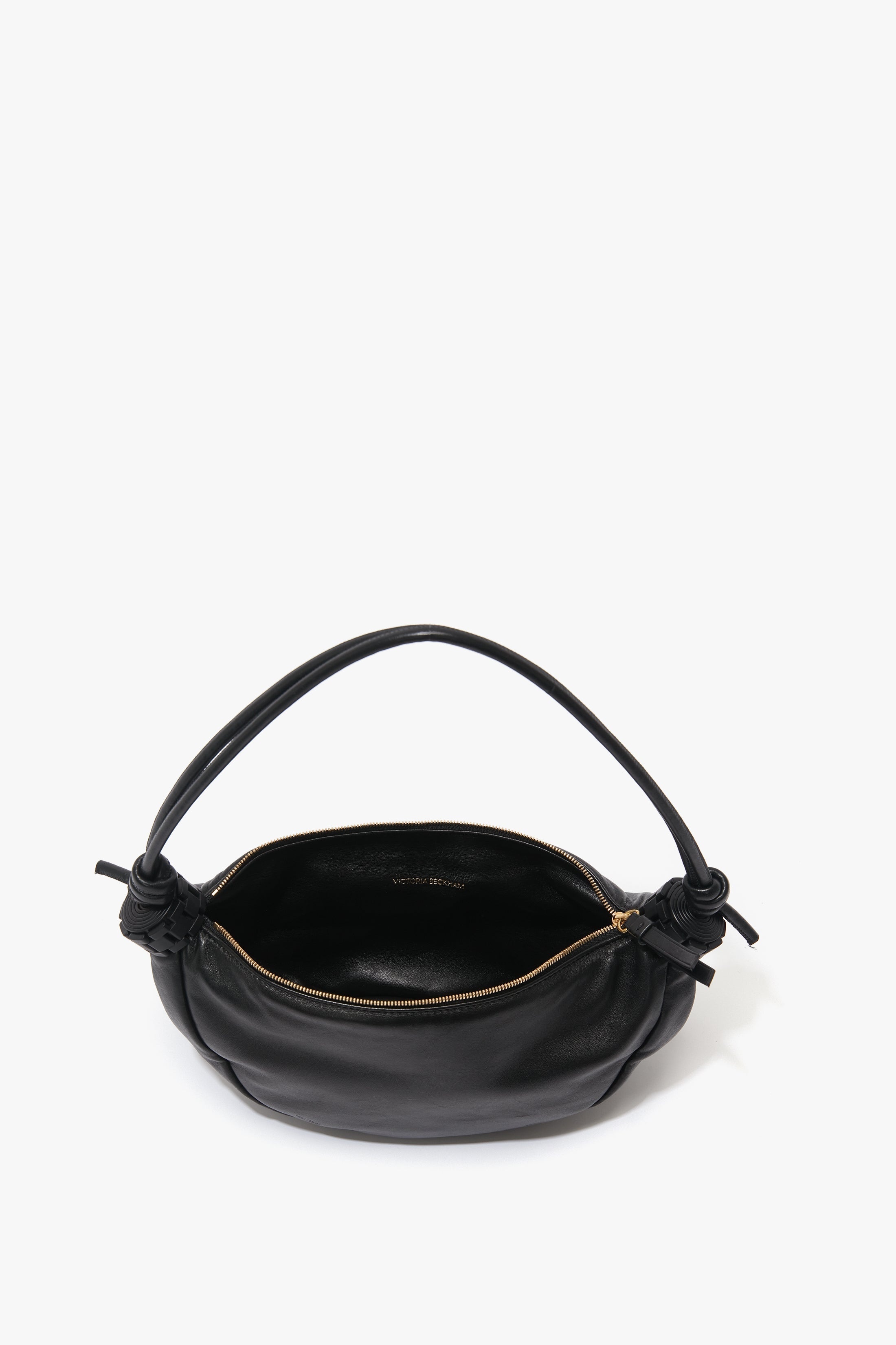 Puffy Half Moon Shoulder Bag In Black Leather - 5