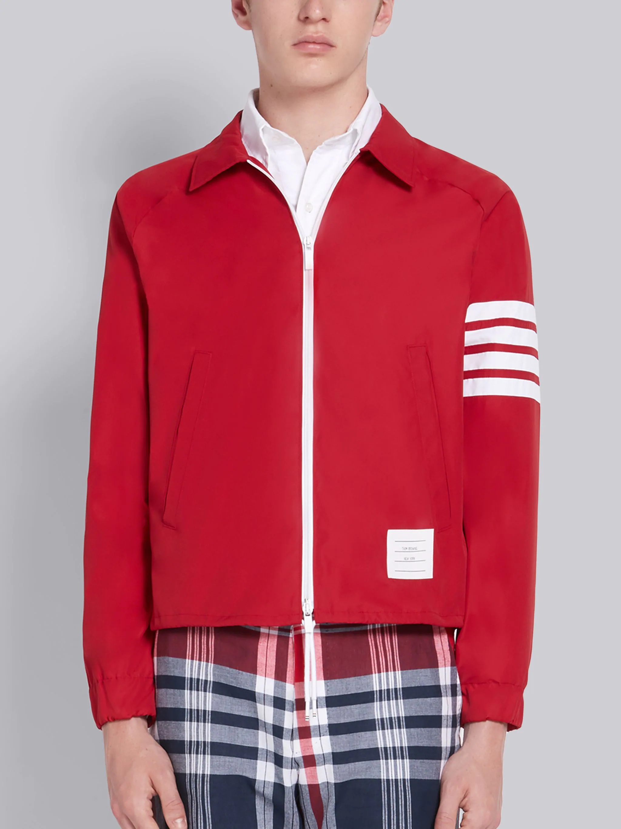 Red Flyweight Tech 4-Bar Stripe Windbreaker - 1