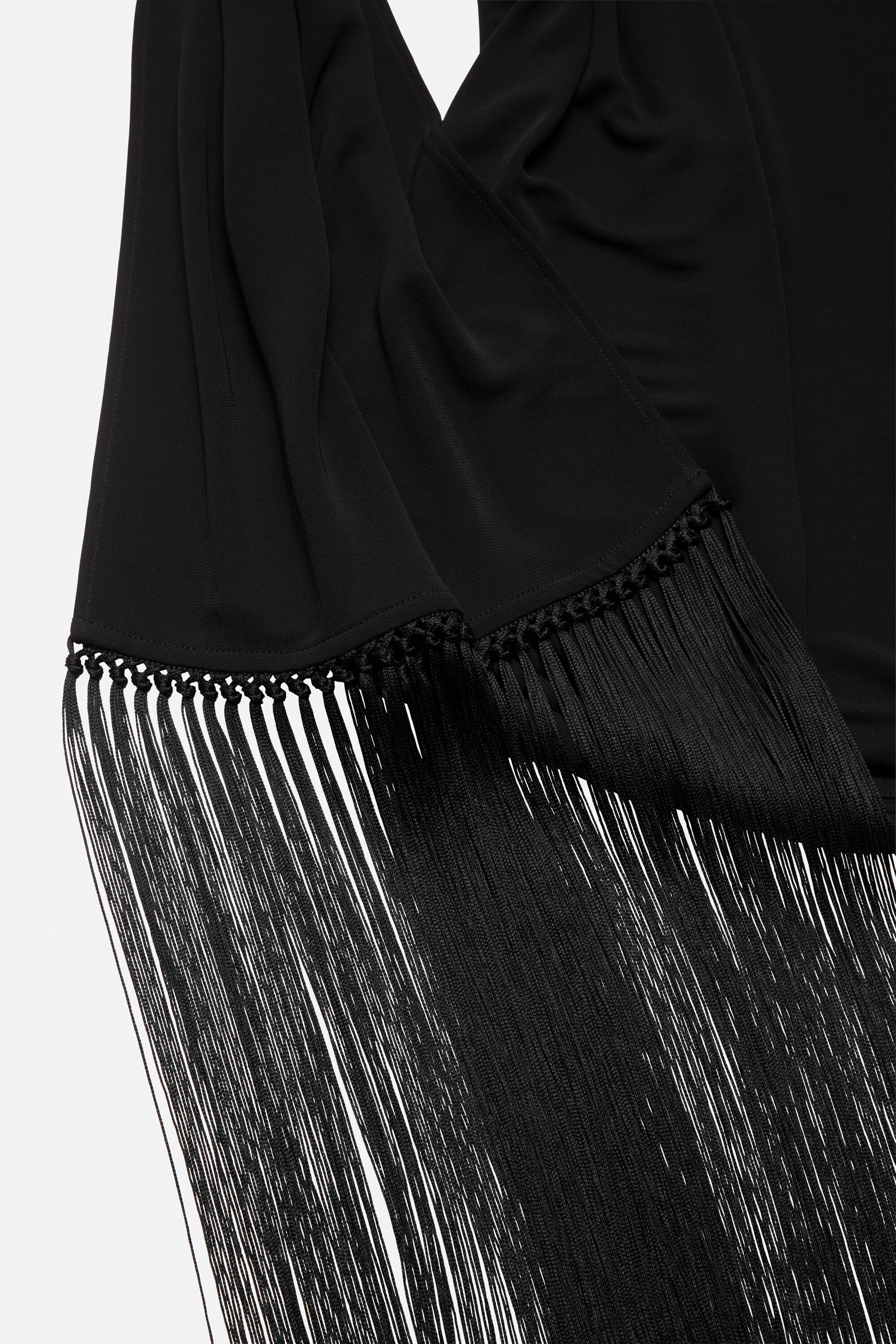 Draped satin dress - Black - 5