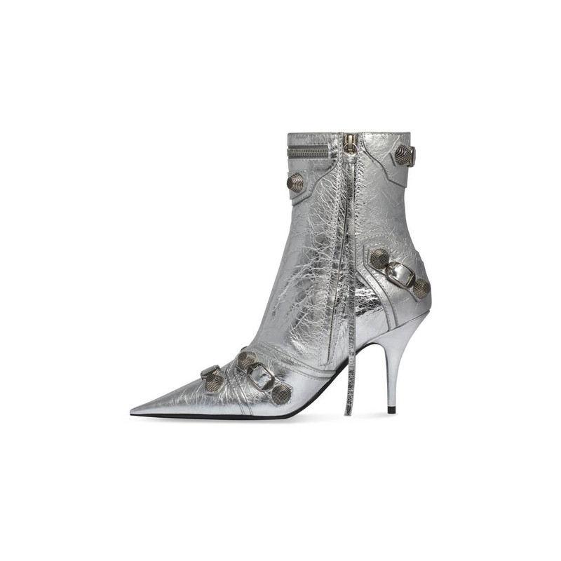 BALENCIAGA Women's Cagole 90mm Bootie Metallized  in Silver outlook