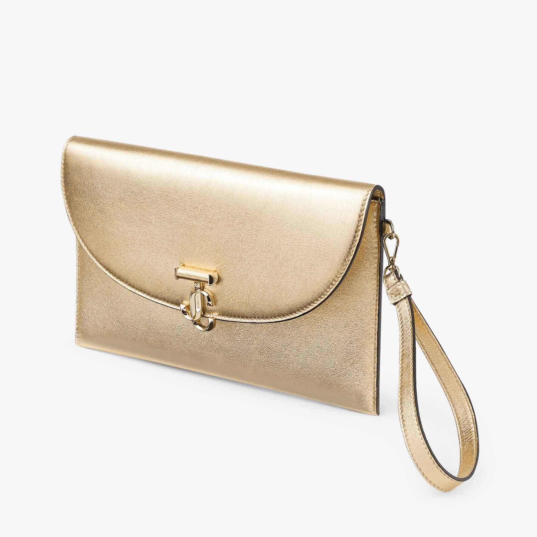 JC Envelope Pouch
Gold Metallic Nappa Pouch with JC Emblem - 3