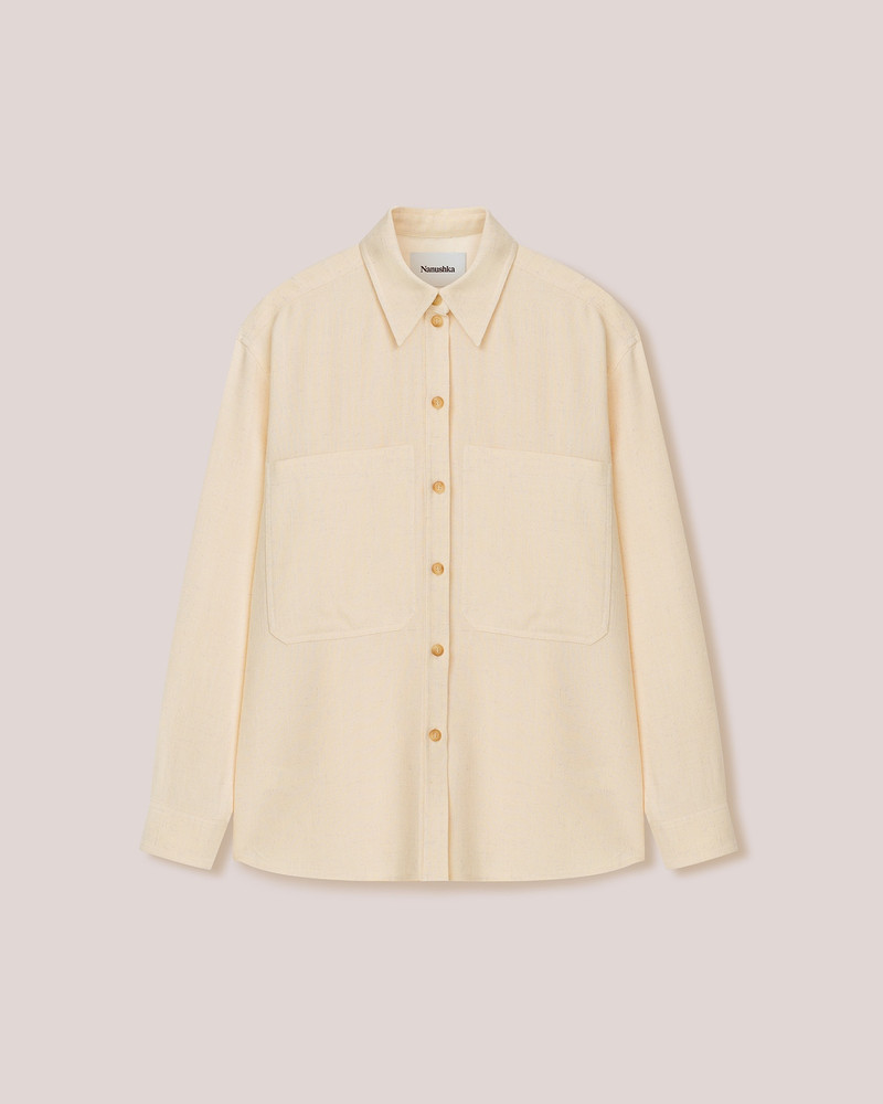 FABIAN - Silk-viscose-tweed oversized shirt - Creme - 1