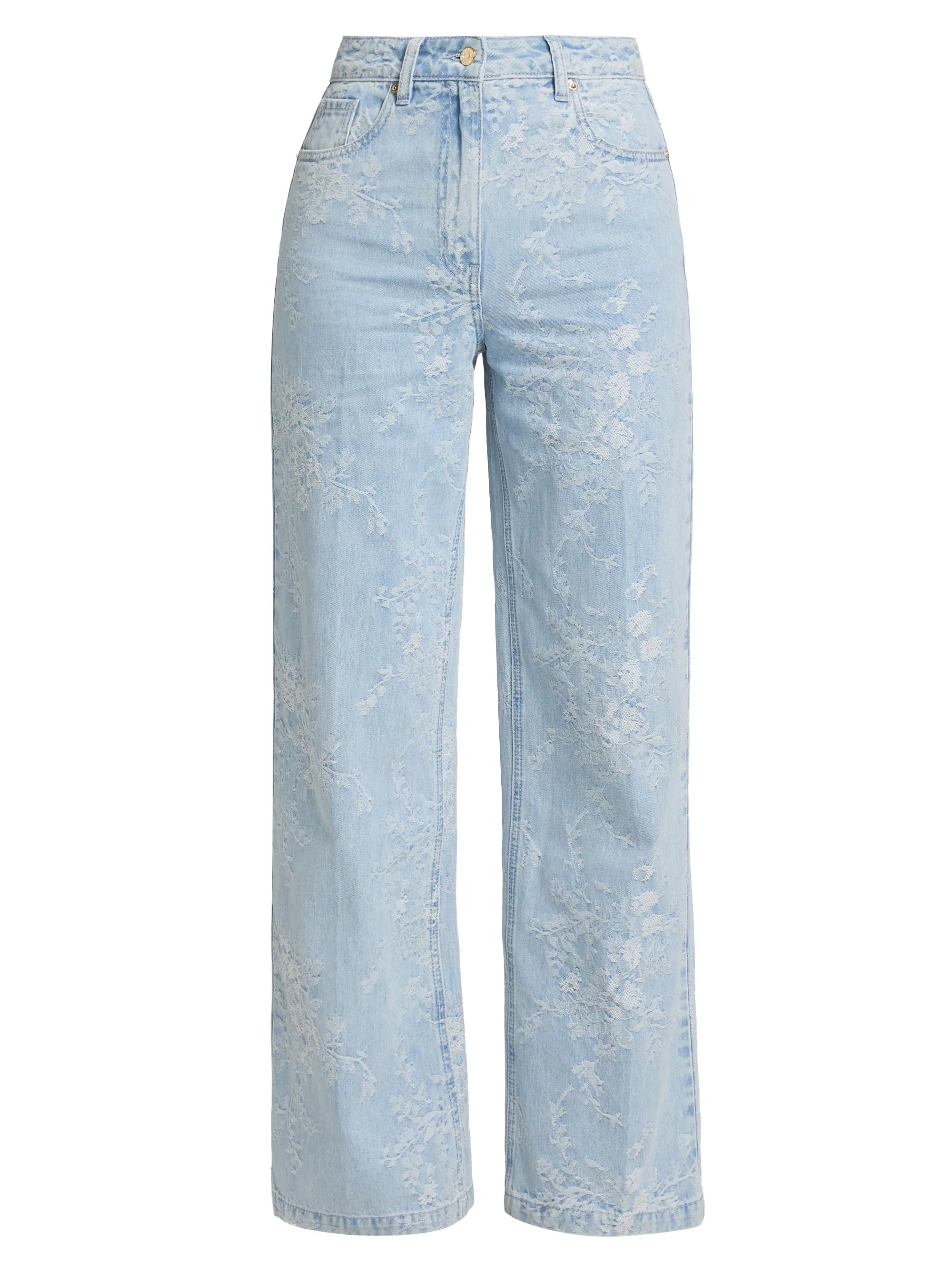 Women's Milagro Floral Straight-Leg Jeans - Light Blue - 1
