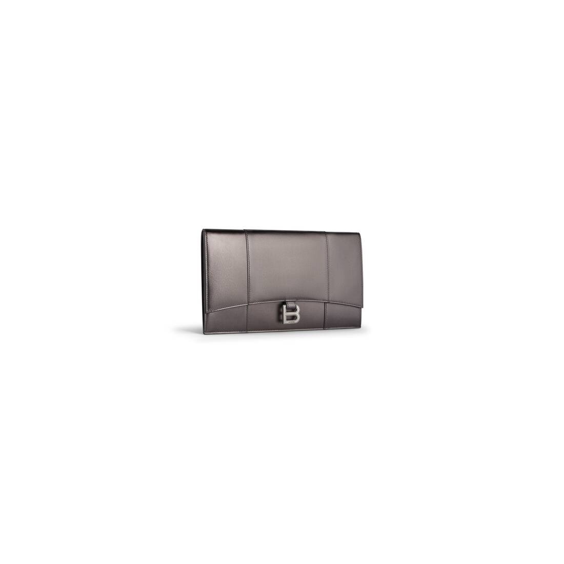 Women's Hourglass Flat Pouch With Flap Metallized in Grey - 2