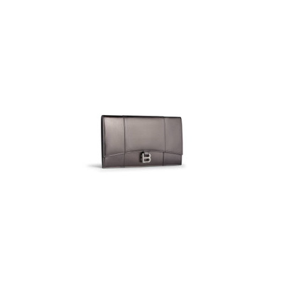 BALENCIAGA Women's Hourglass Flat Pouch With Flap Metallized in Grey outlook
