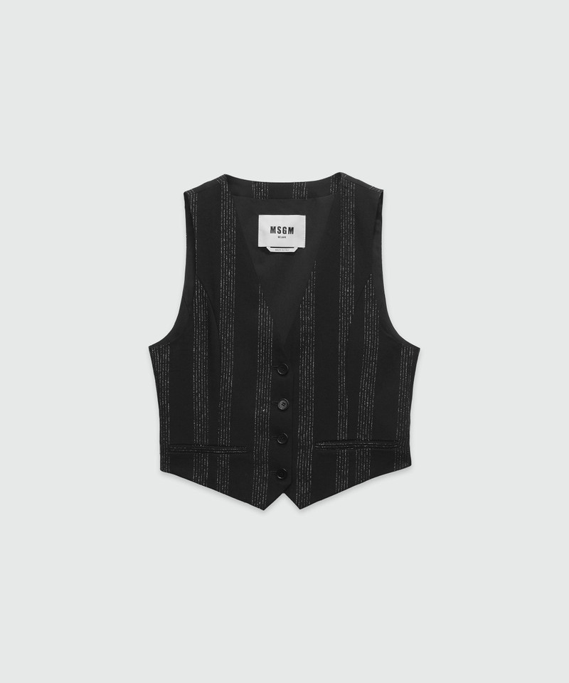 Wool lurex pinstripe vest 1