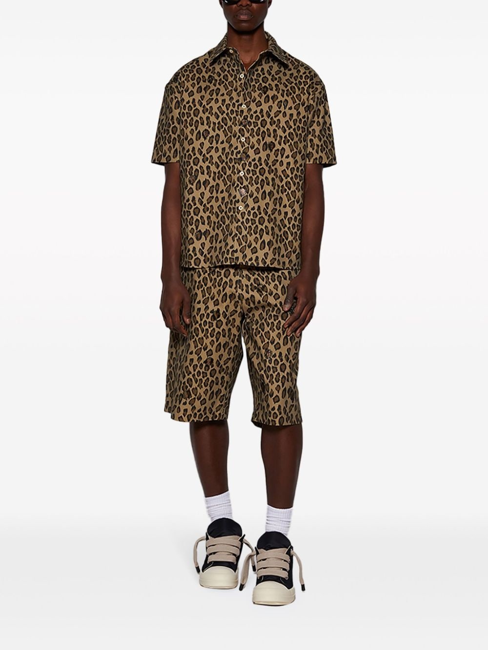 leopard-print cotton shorts - 2
