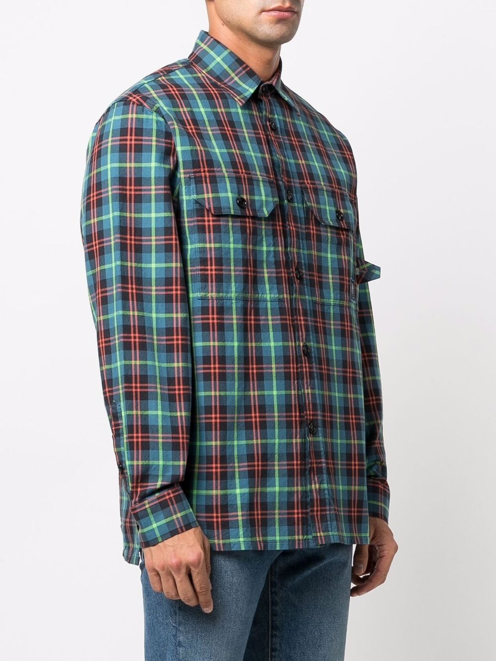 flap pocket checked shirt - 3