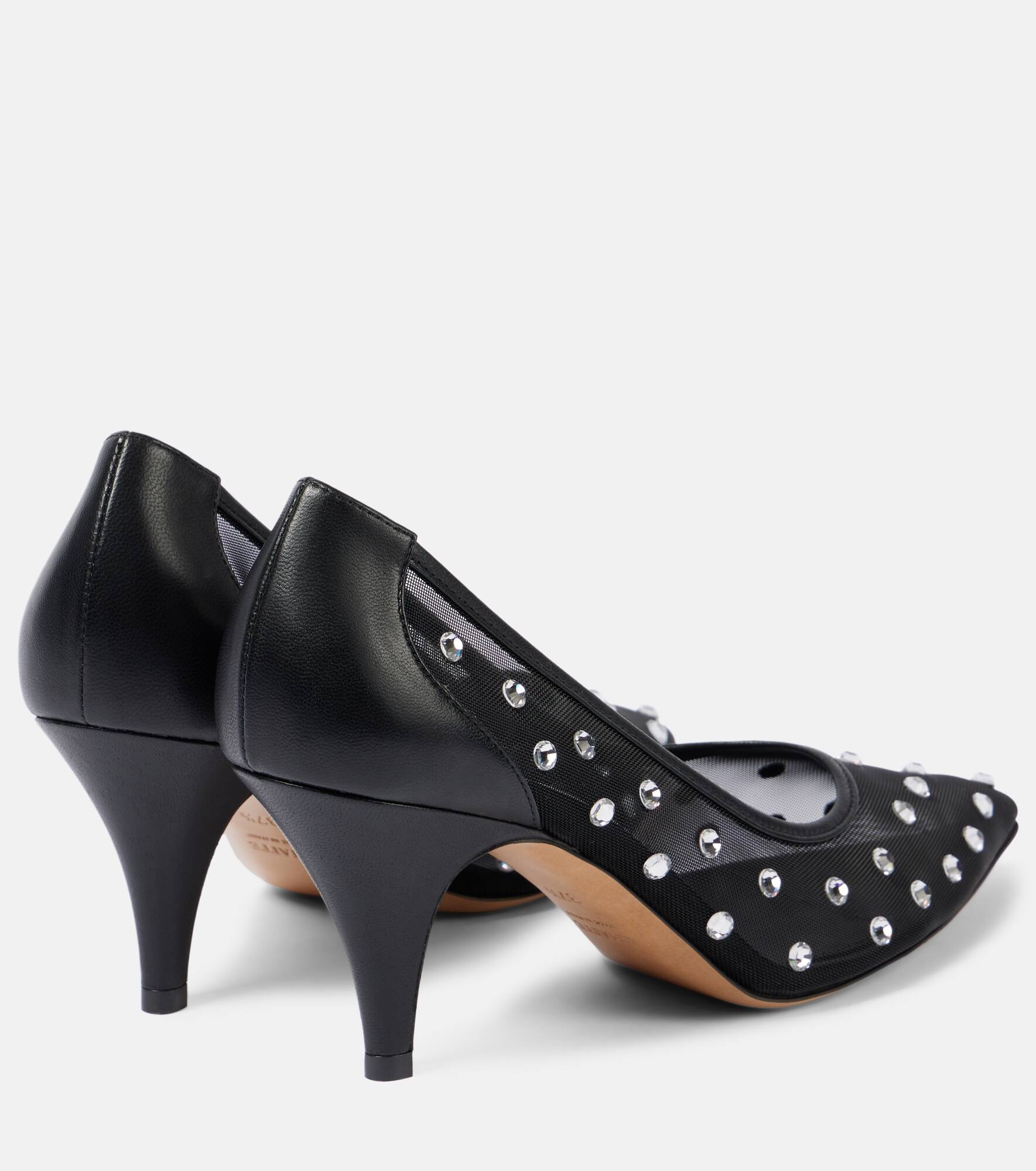 River embellished leather-trimmed pumps - 3