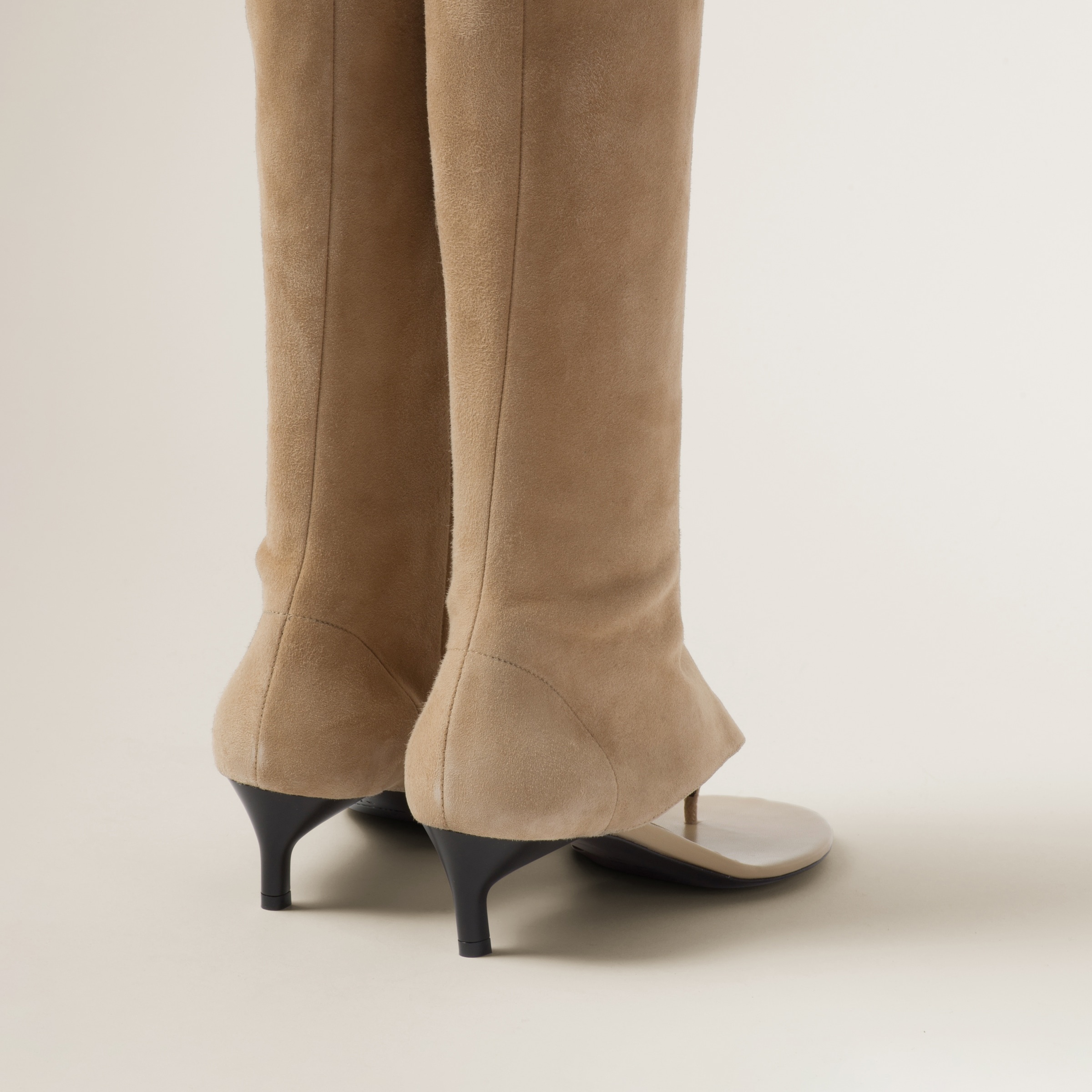 ロングブーツ MIU MIU Beige Suede Boots Miu Miu Suede Tall Moto Boots - Bergdorf Goodman