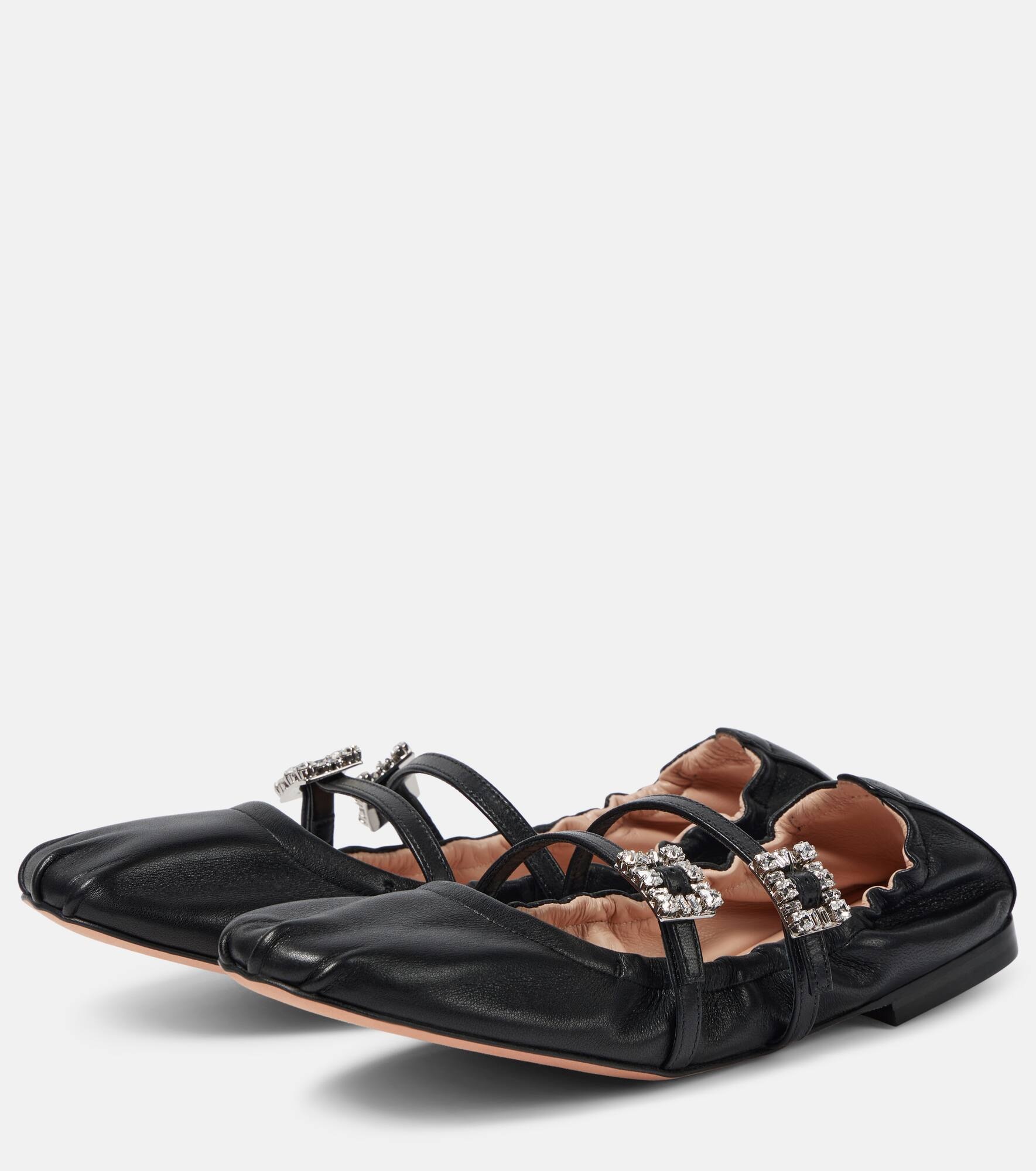Embellished leather ballet flats - 5