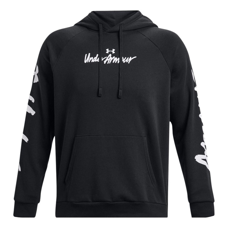 Under Armour Rival Fleece Graphic Hoodie 'Black White' 1379760-001 - 1