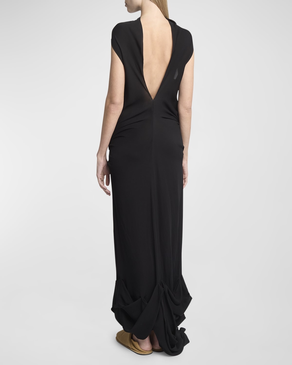 Twisted Drape Sleeveless Backless Maxi Dress - 6