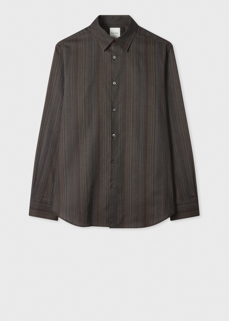 'Signature Stripe' Micro Check Cotton Shirt 1