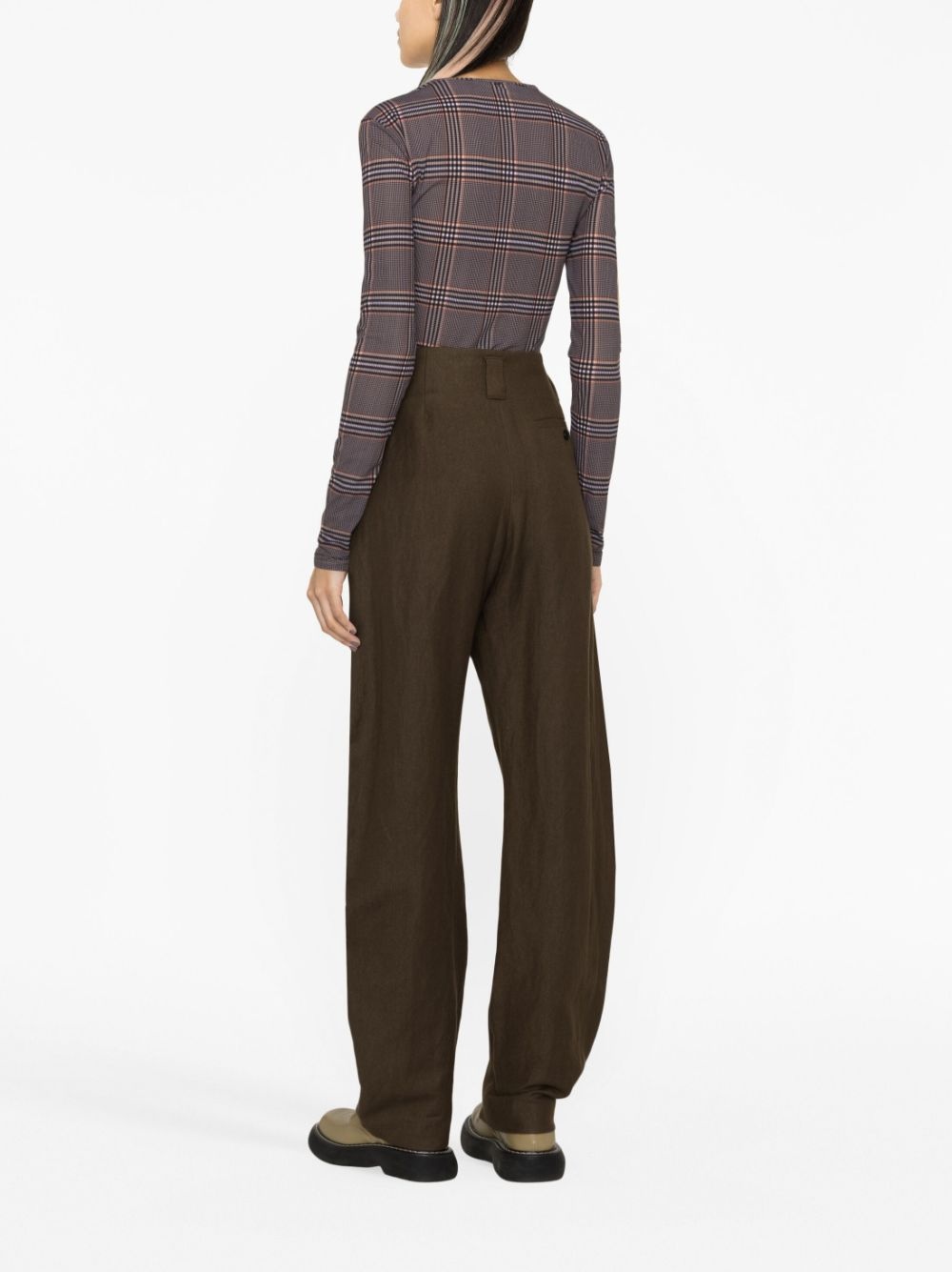 plaid-print long-sleeve T-shirt - 3