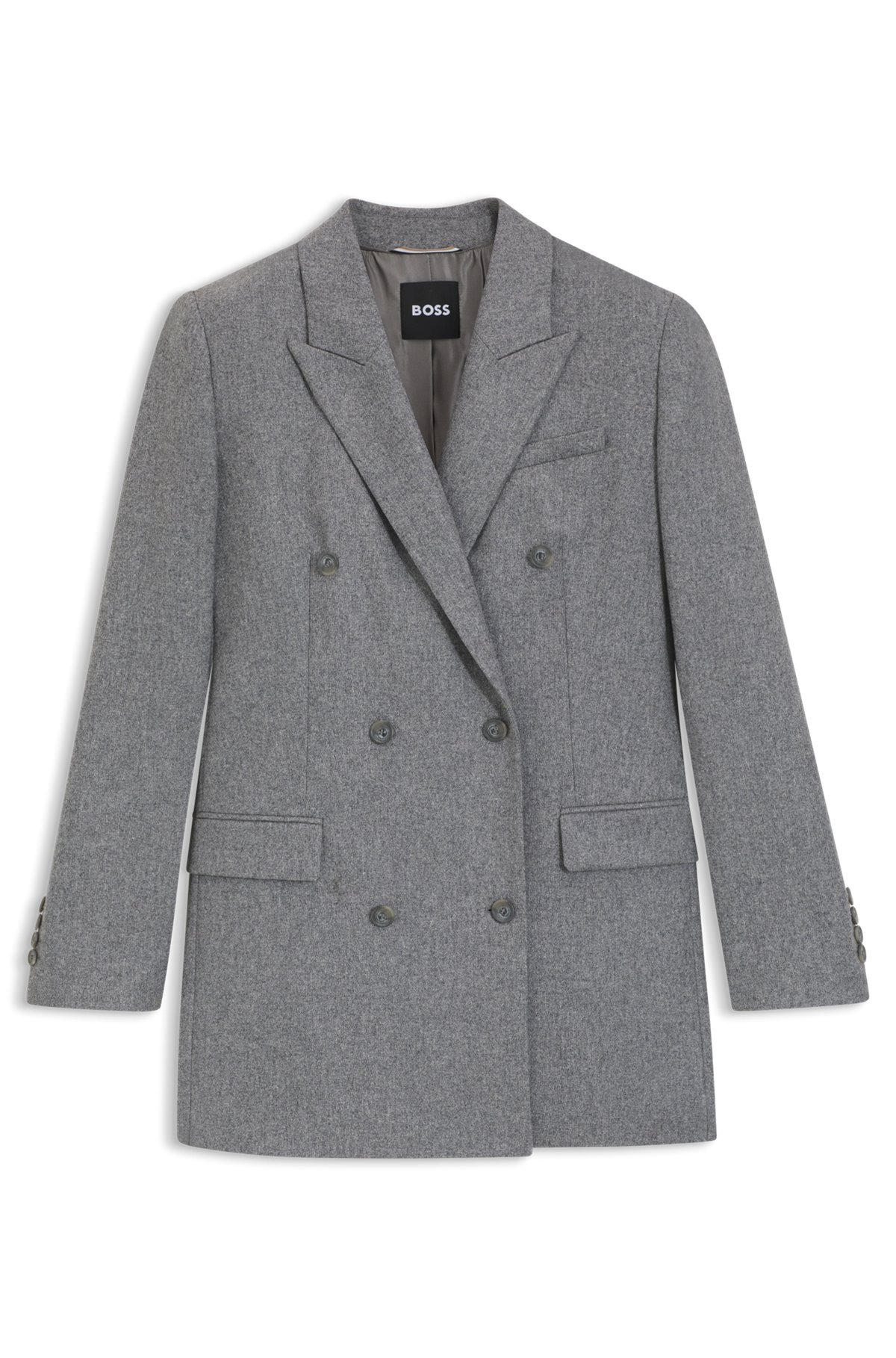 REGULAR-FIT LONG-LENGTH BLAZER IN SOFT FLANNEL - 1