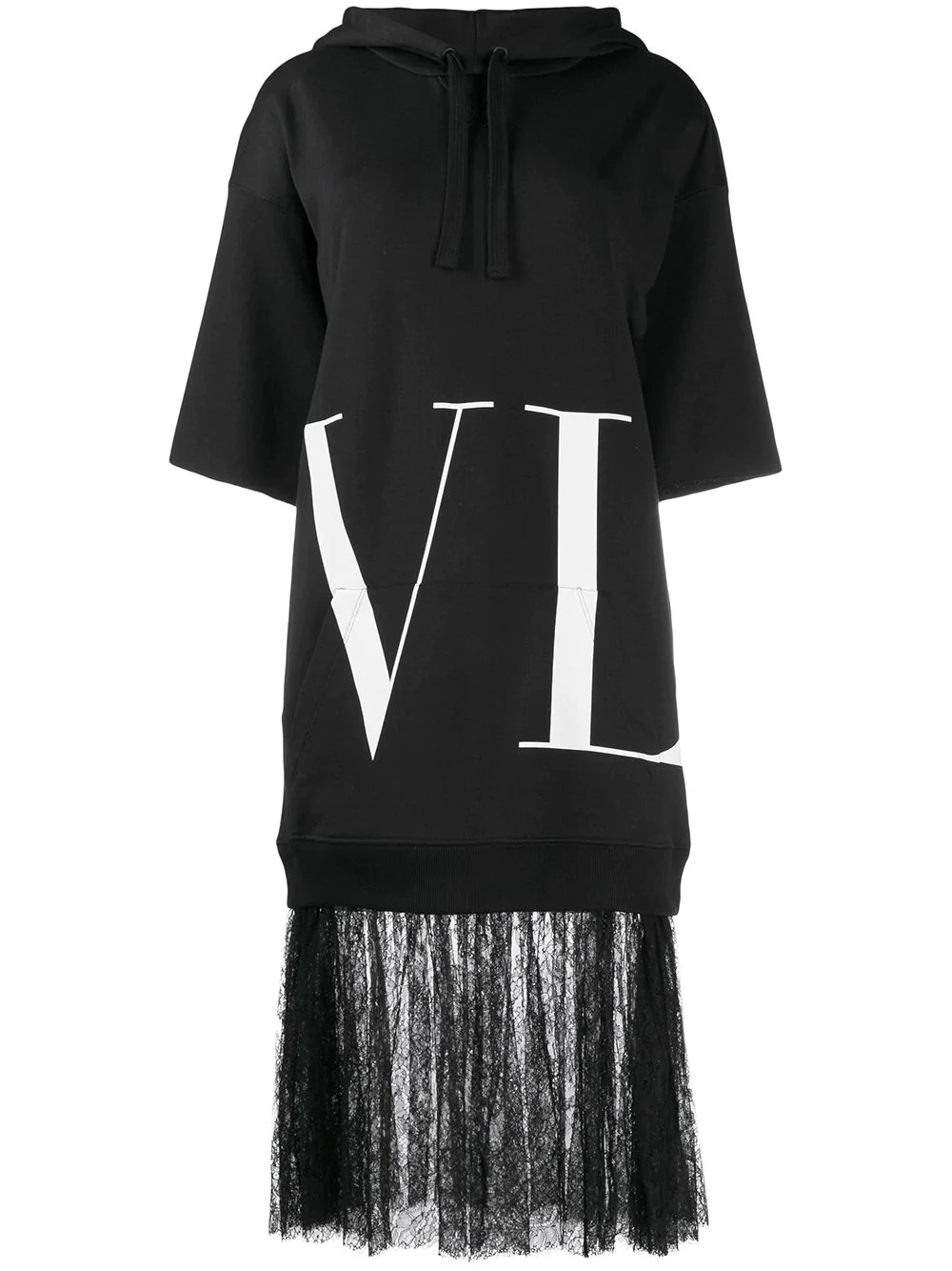 VLTN lace-trimmed sweatshirt dress - 1