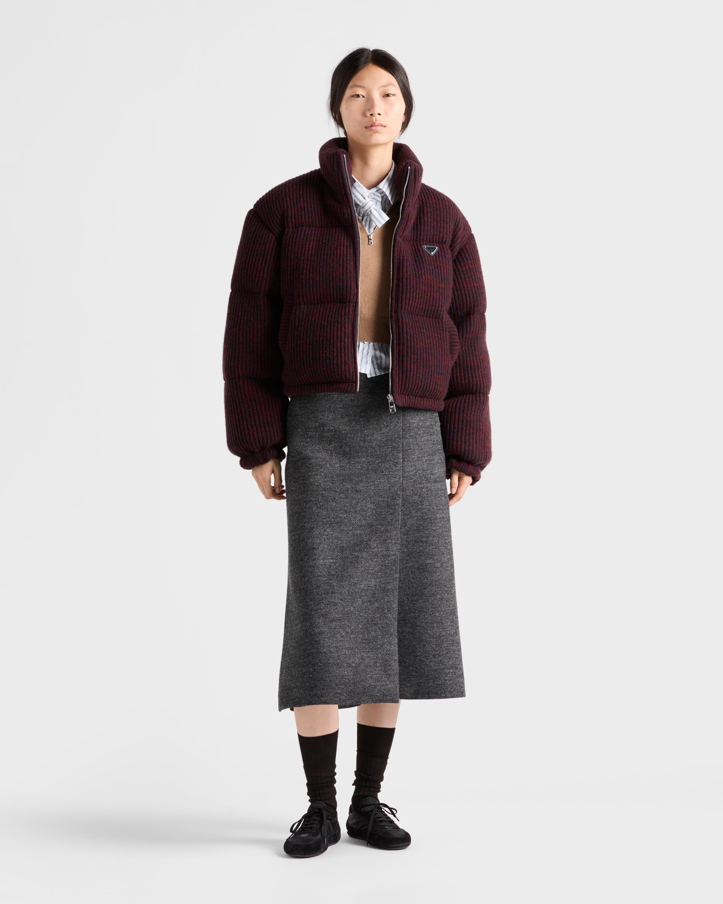 Cropped cashmere and wool down jacket - 2