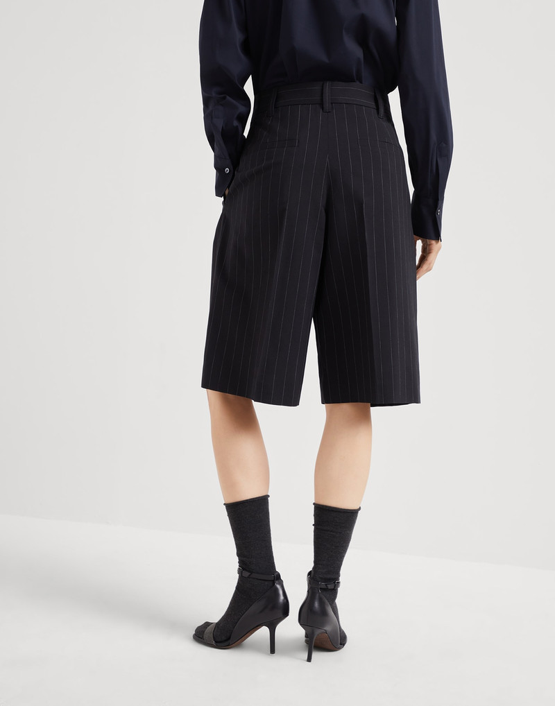 Brunello Cucinelli Virgin wool and cotton pinstripe city Bermuda shorts outlook