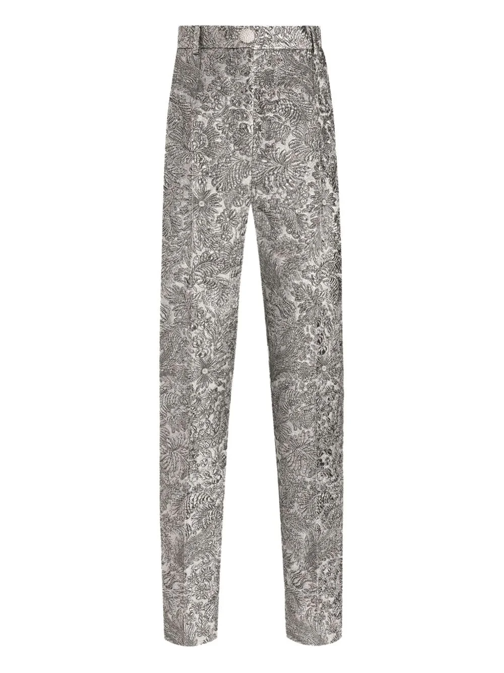 floral-jacquard trousers - 1
