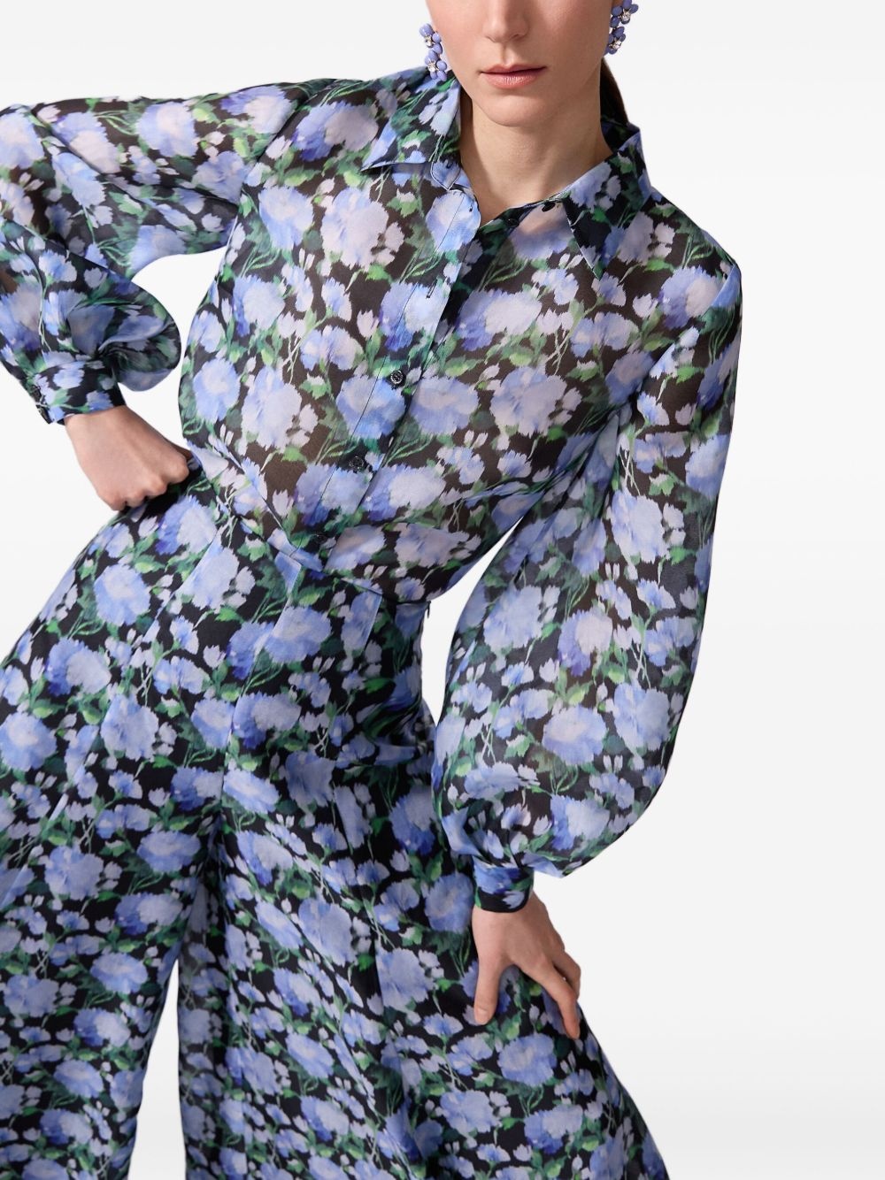 peony-print shirt - 4
