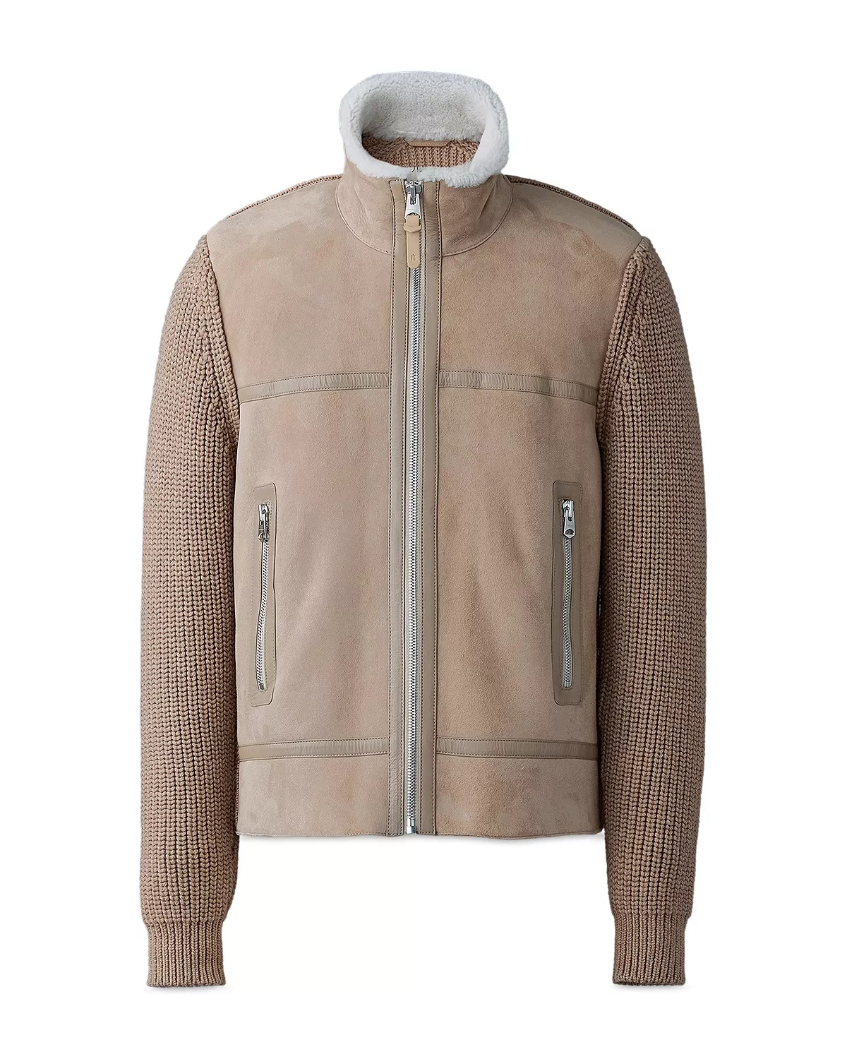 Mixed Media Zip Front Jacket - 7