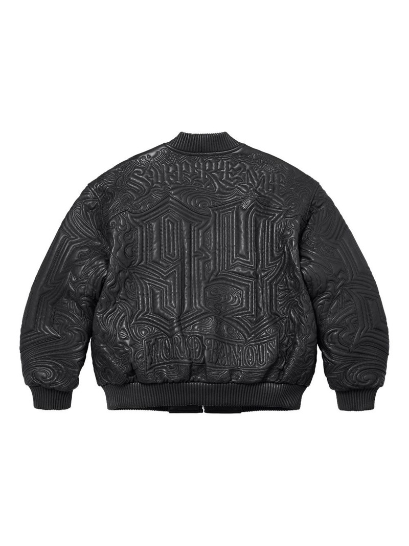 Supreme embroidered leather jacket outlook