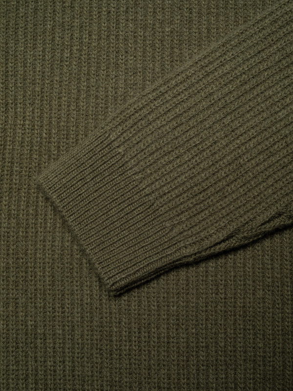 August Rib Wool Sweater Olive - 3