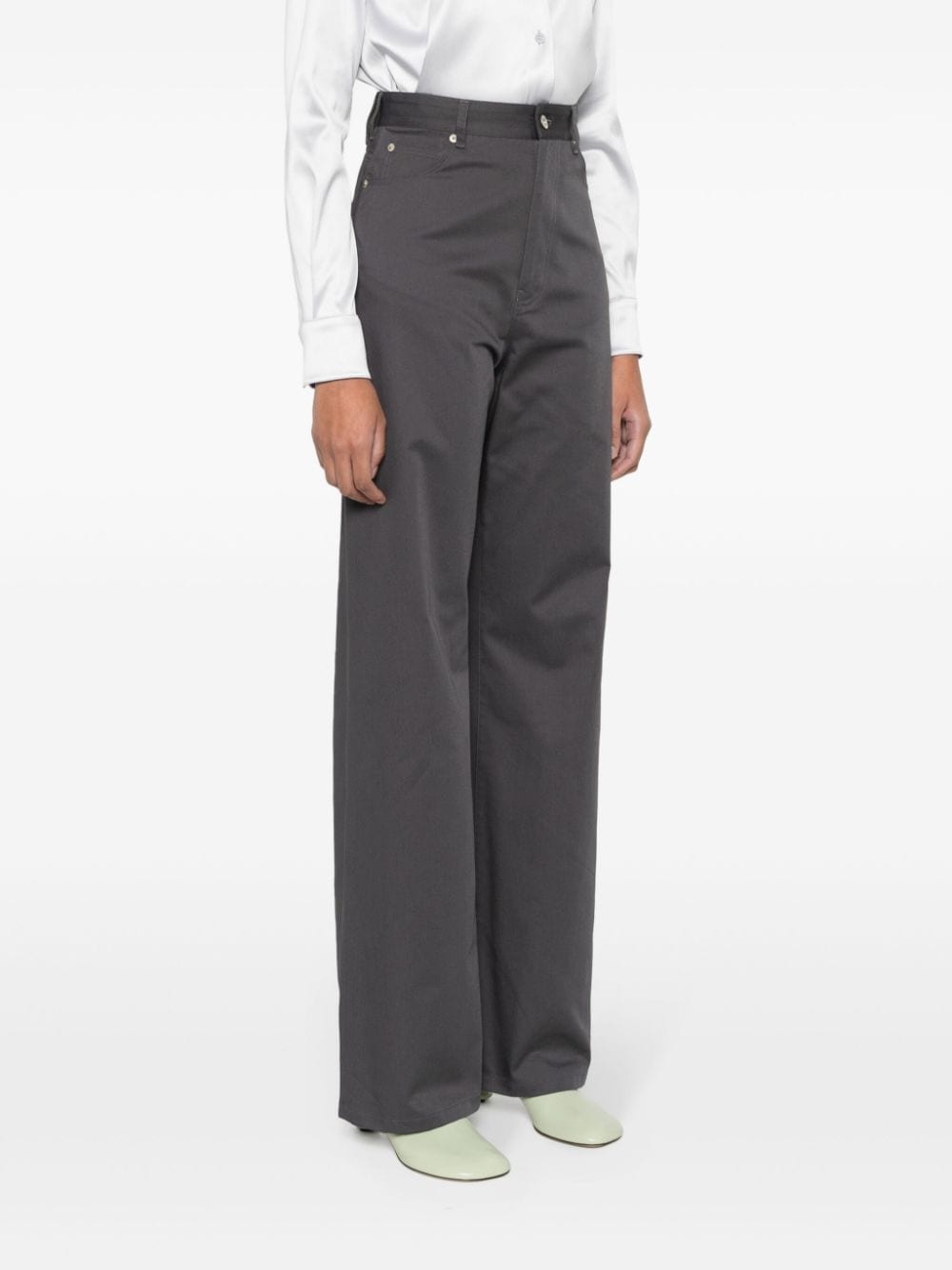 High-waisted cotton trousers - 3