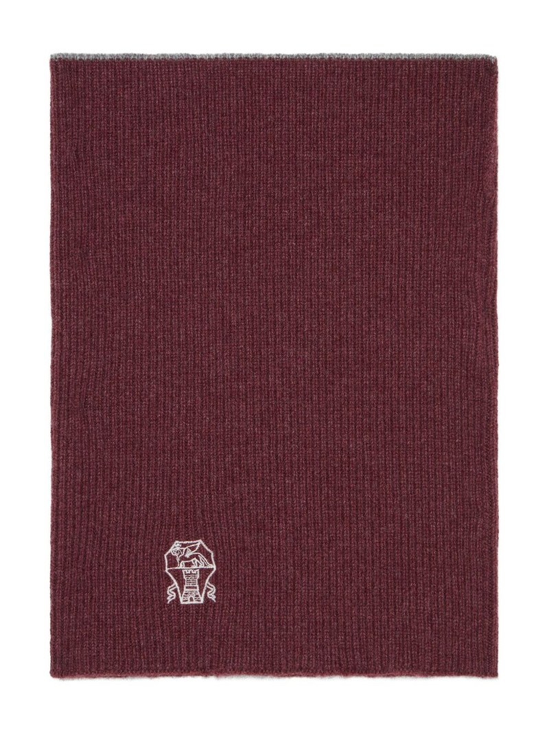 Brunello Cucinelli ribbed logo-embroidered neck warmer outlook
