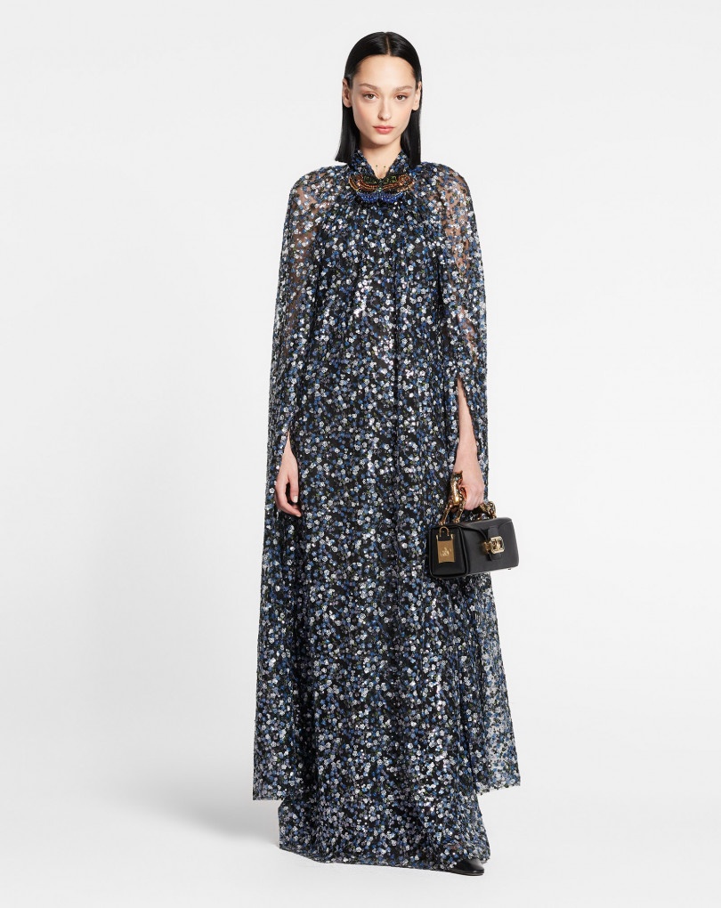 LONG DRESS WITH SEQUINS WITH CAPE BACK - 2