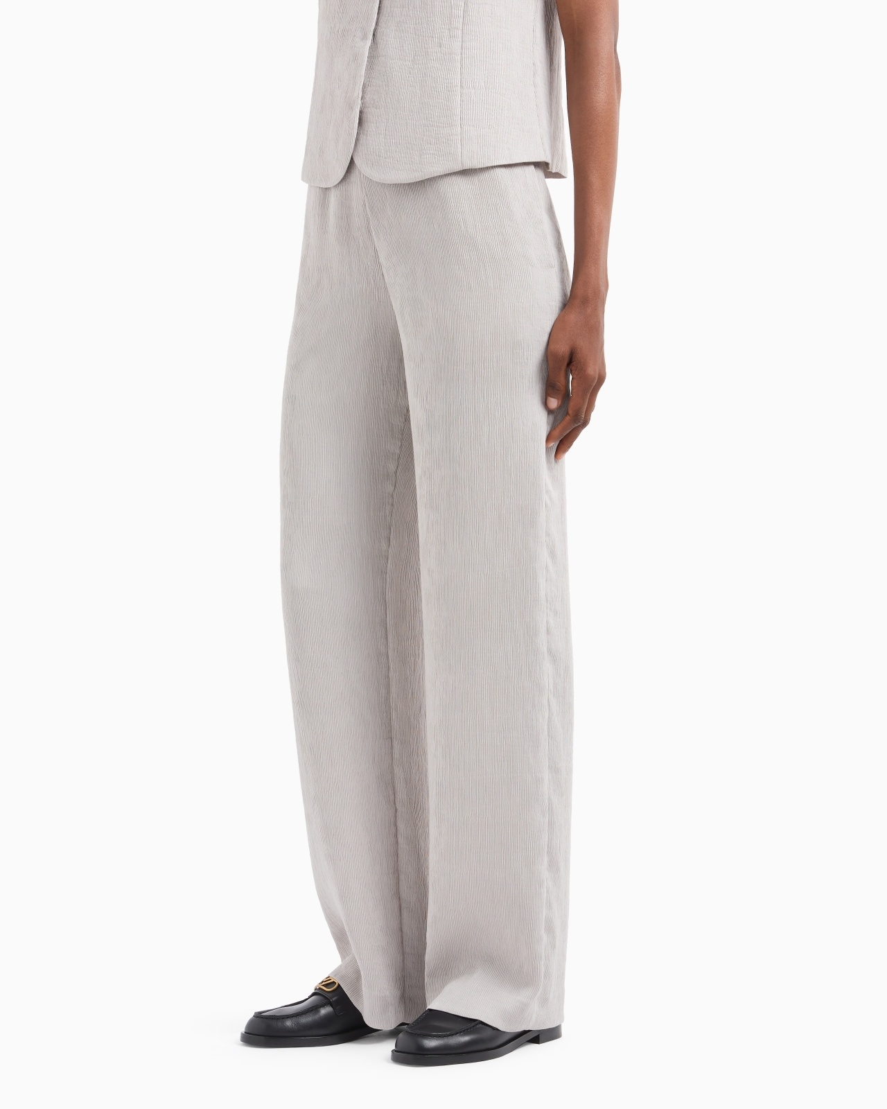 FLUID CANNETÉ ELASTICATED-WAIST TROUSERS - 2