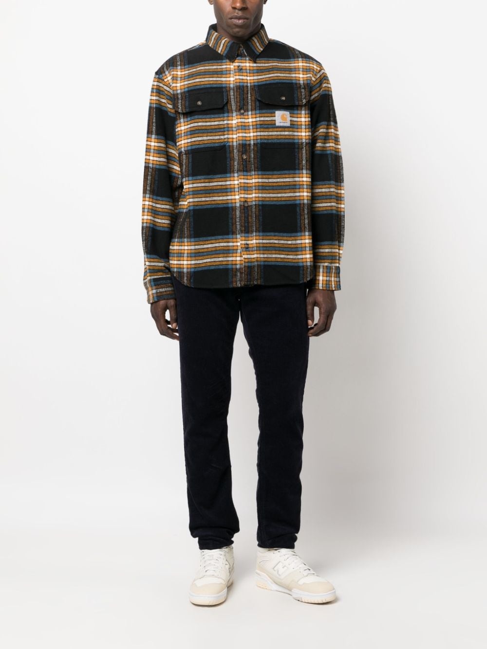 Black Hawkins checked cotton-herringbone shirt, Carhartt WIP