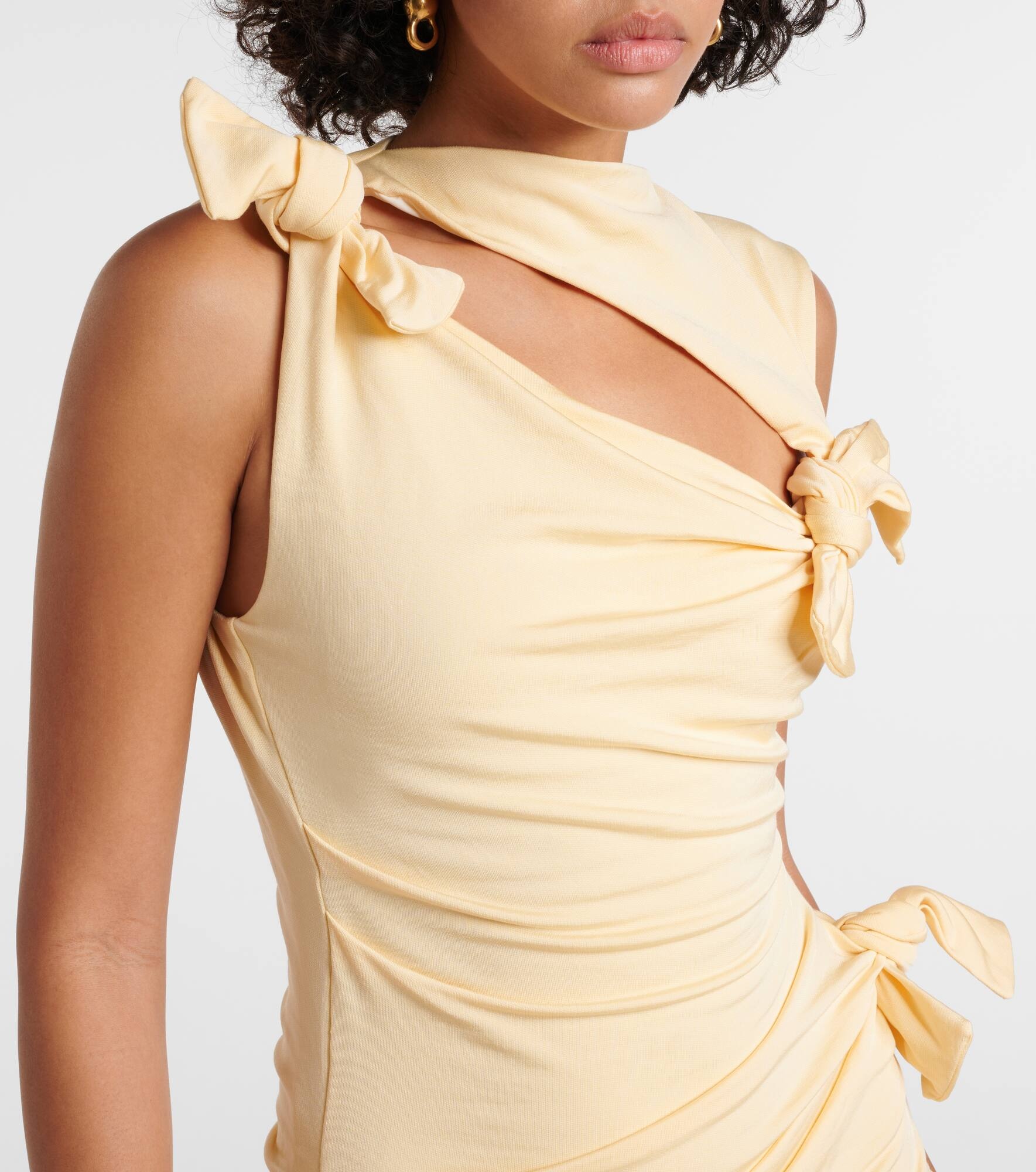 Cutout asymmetric jersey midi dress - 4