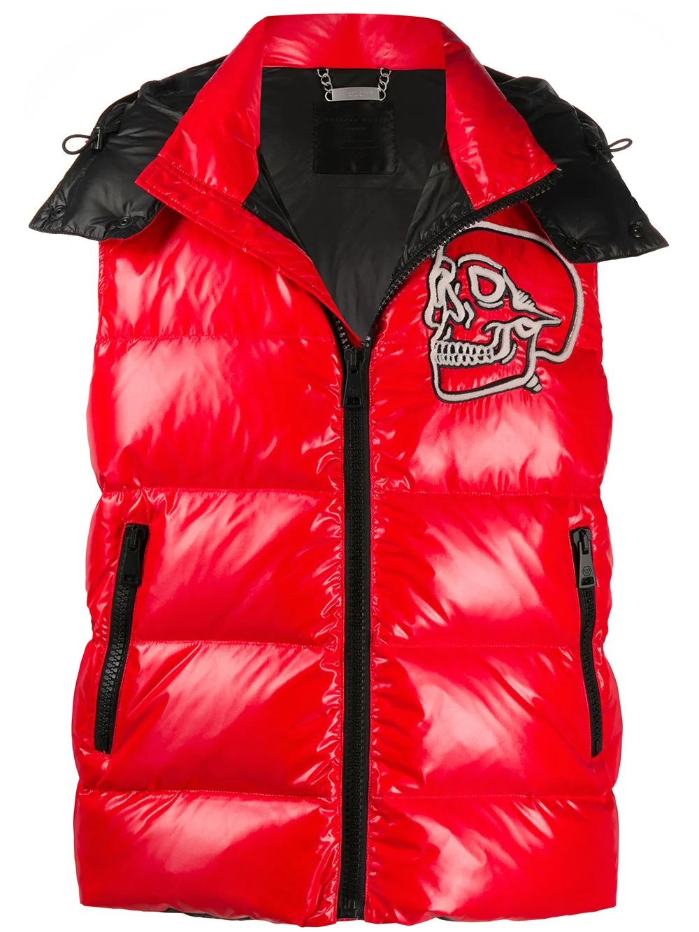 skull detail padded gilet - 1