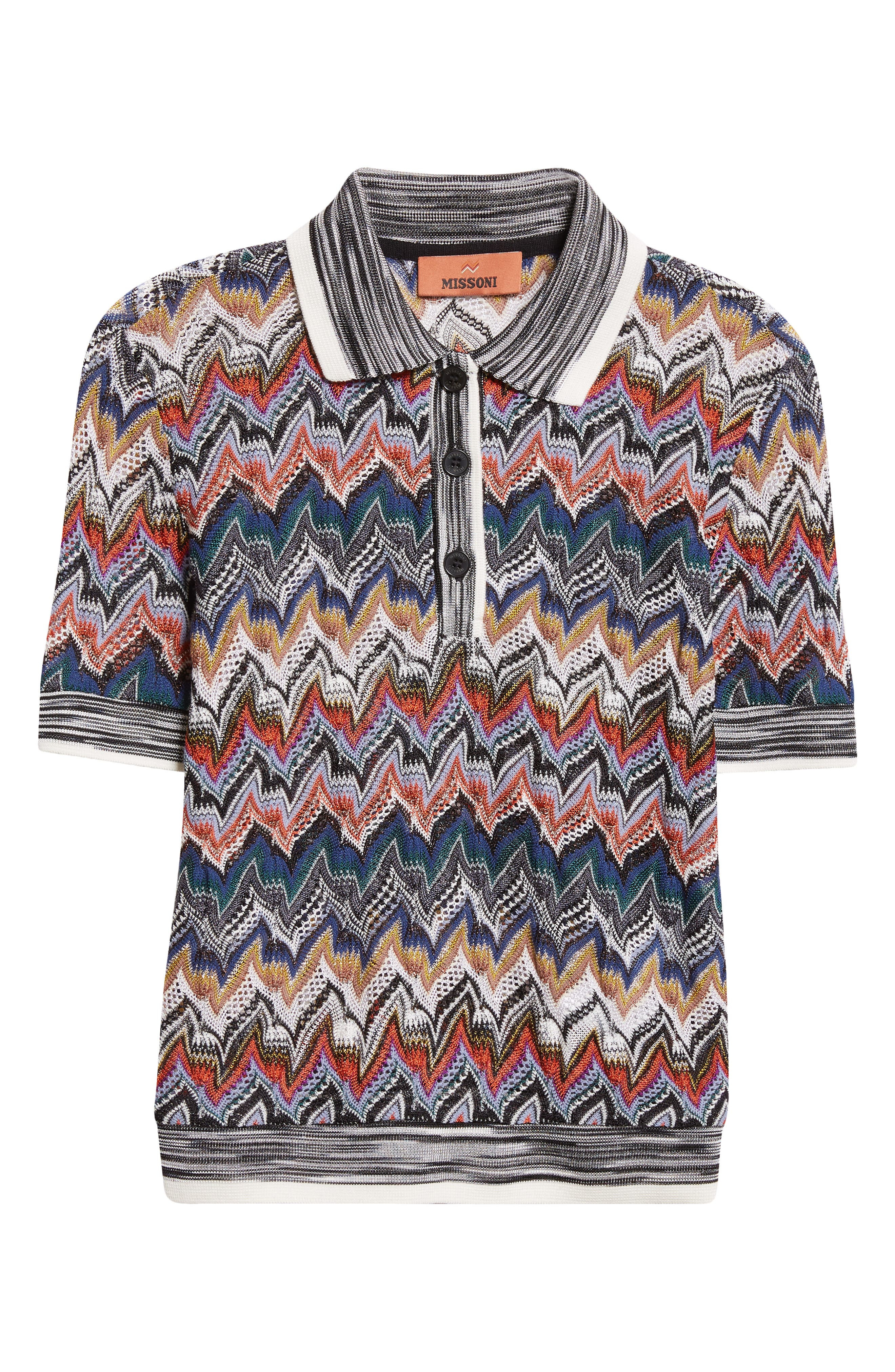 Missoni Knit Metallic Lace Polo in Blue Multi at Nordstrom - 5