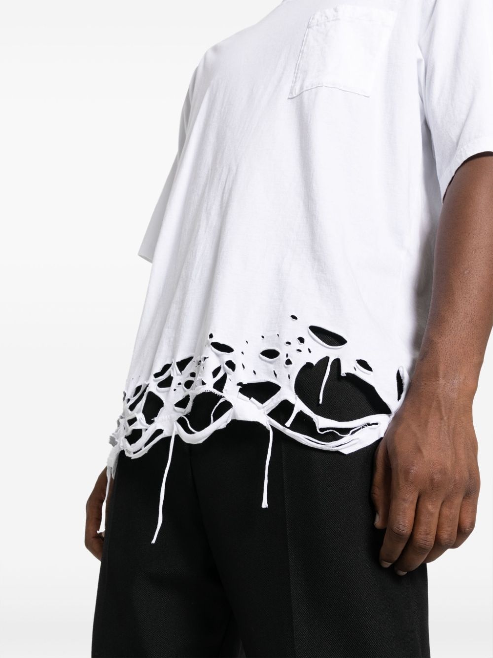 ripped-detailing cotton T-shirt - 5