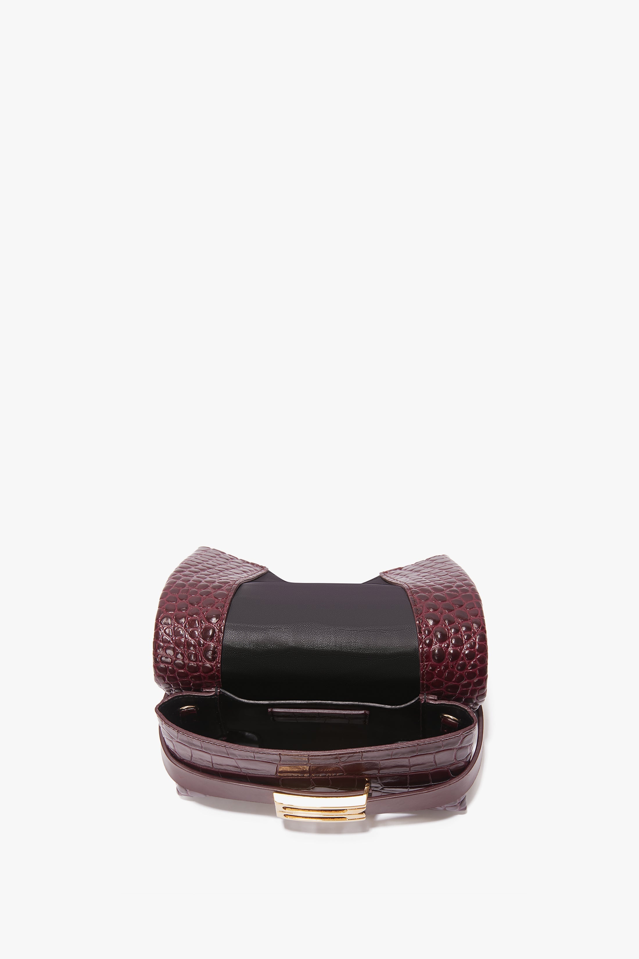 Exclusive Mini B Pouch Bag In Croc Embossed Burgundy Leather - 7