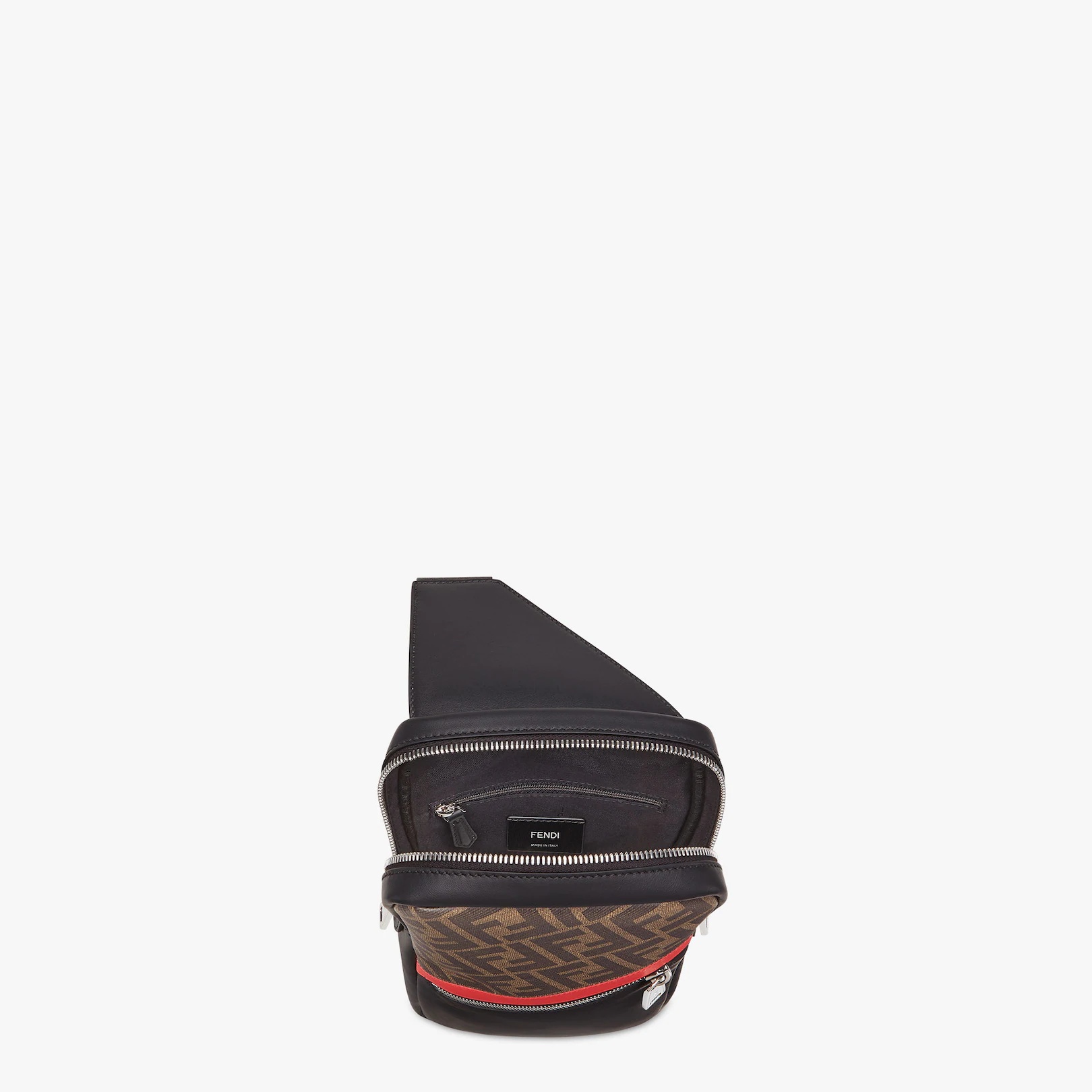 One-shoulder backpack in brown fabric - 4