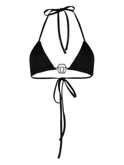 PHILIPP PLEIN embellished-logo bikini top outlook