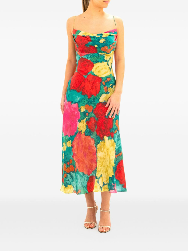 Balmain floral cowl-neck midi dress outlook