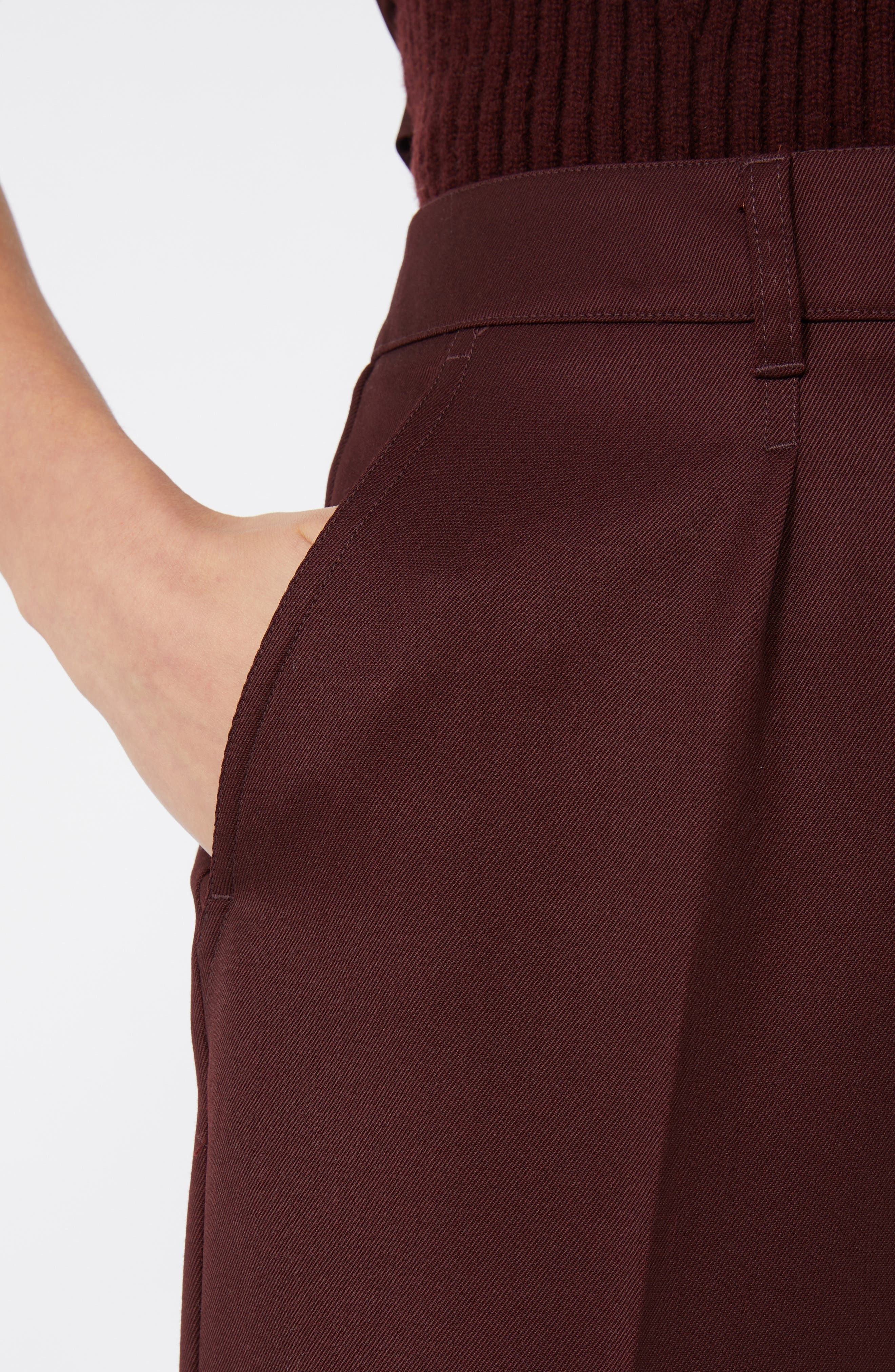 Max Mara Pleated Virgin Wool Twill Pants in Cherry at Nordstrom - 3