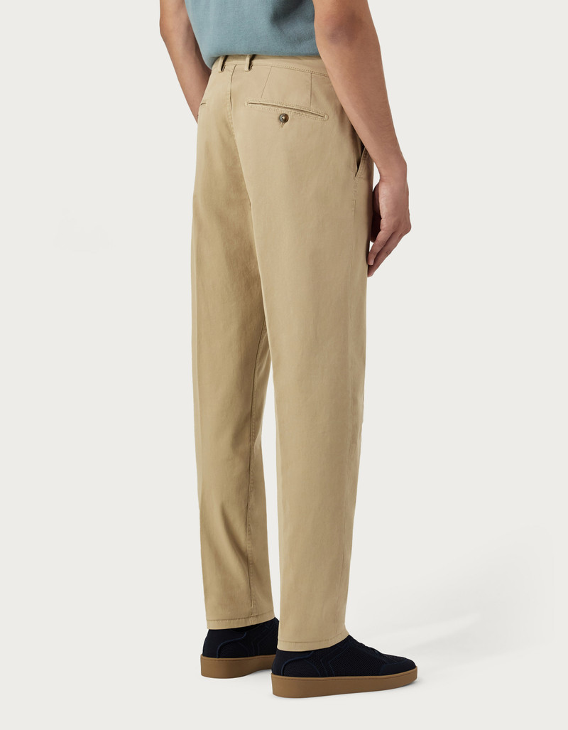 BEIGE GARMENT-DYED COTTON MICROTWILL CHINOS 3