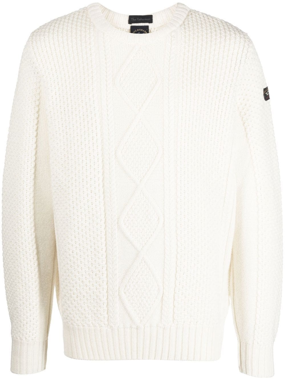 cable-knit long-sleeved jumper - 1