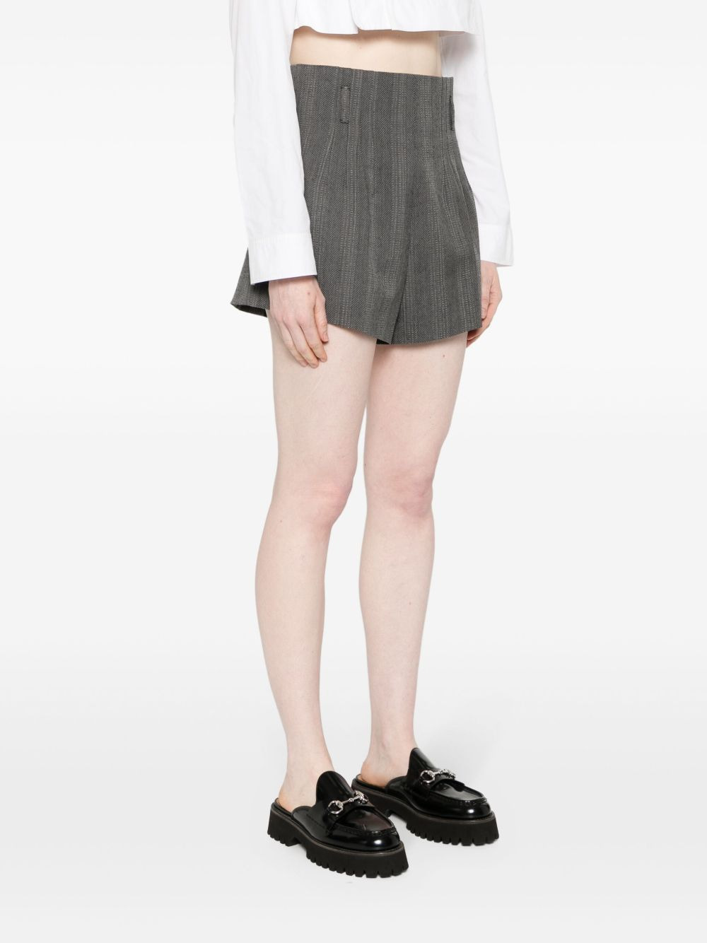 wool pleated shorts - 3
