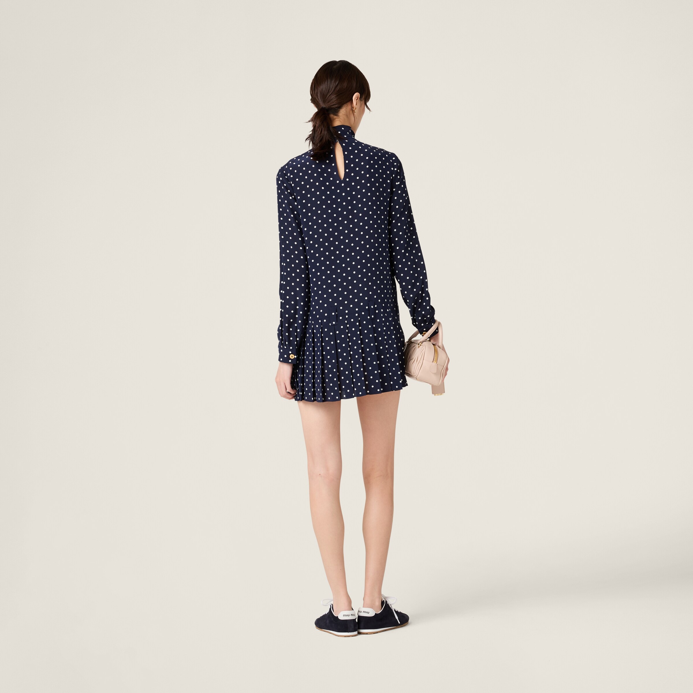 Printed crepe de chine dress - 3