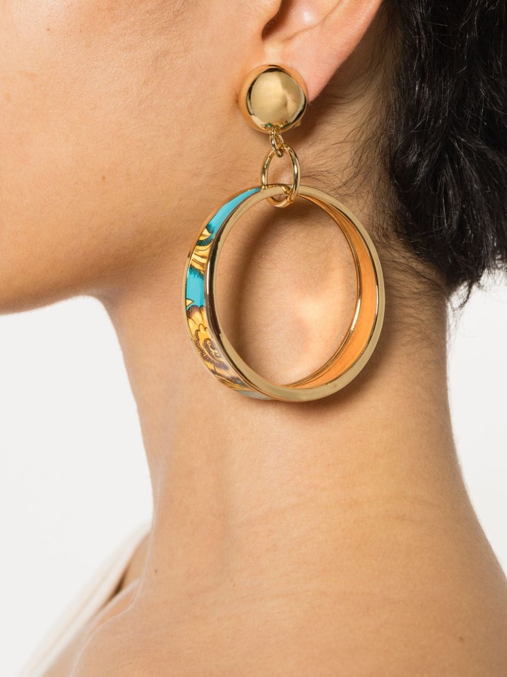 Scarf-print hoop earrings - 2