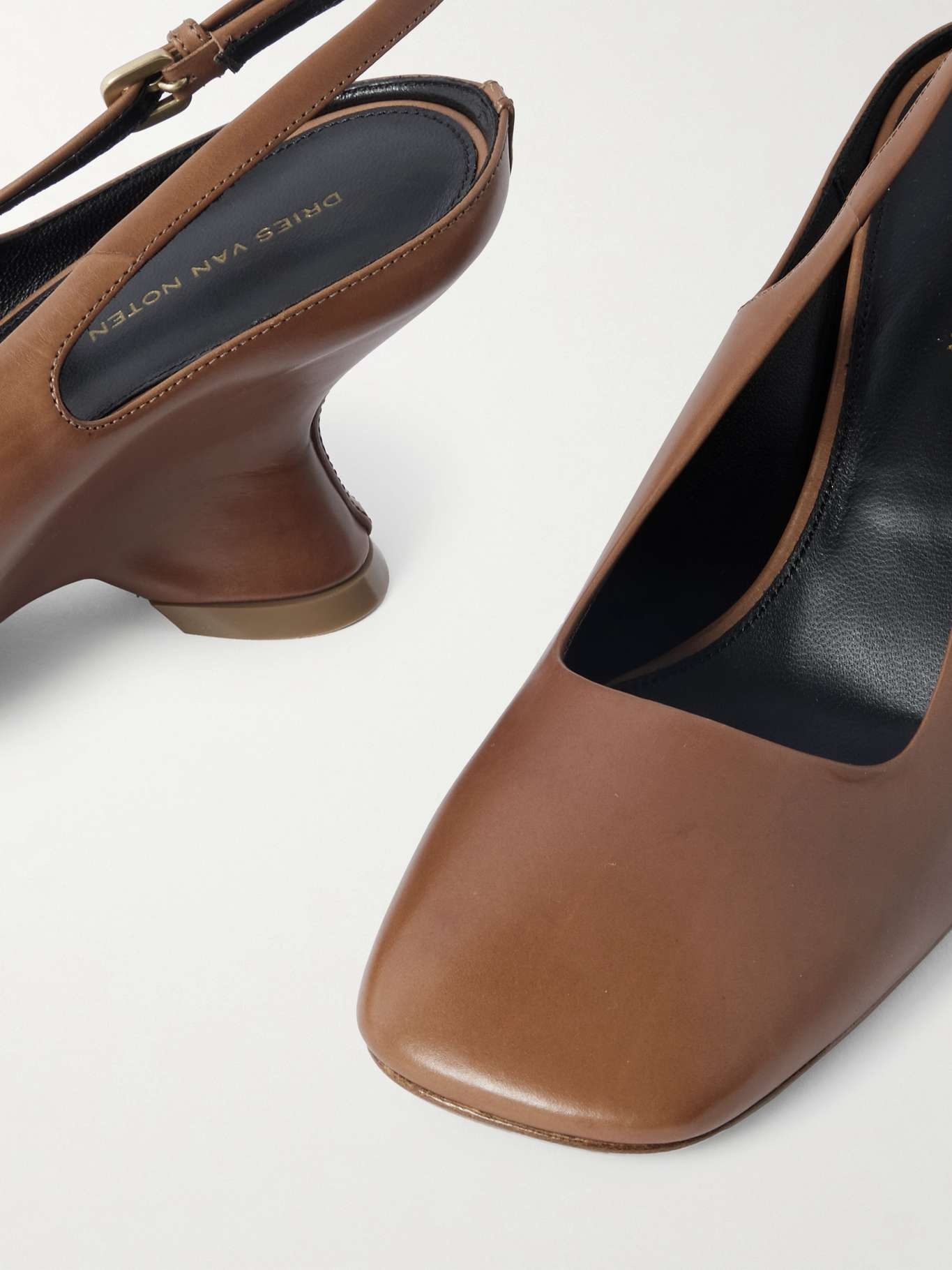 Leather slingback pumps Tan - 4