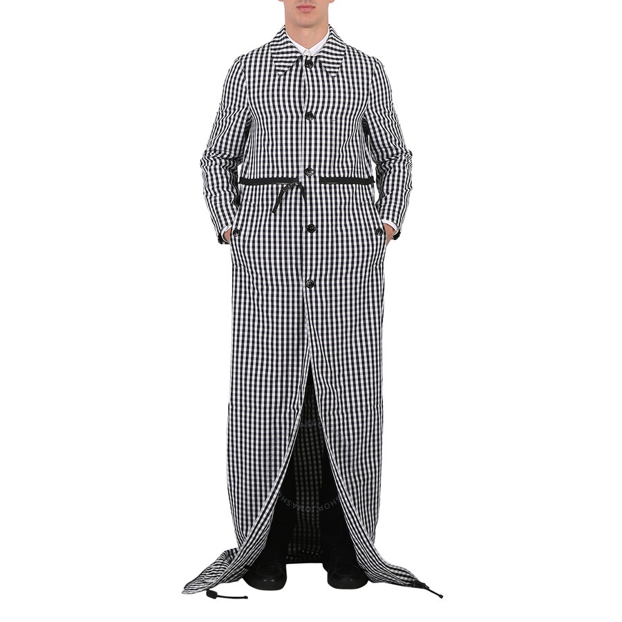 Burberry Men's Black Pattern Gingham Technical Wool Loop-back Car Coat - 6