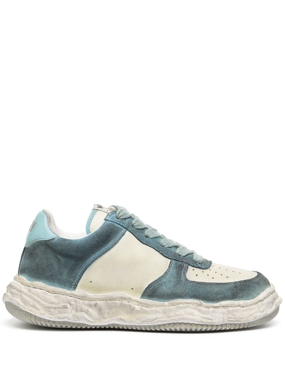 Wayne distressed-effect low-top leather sneakers - 1